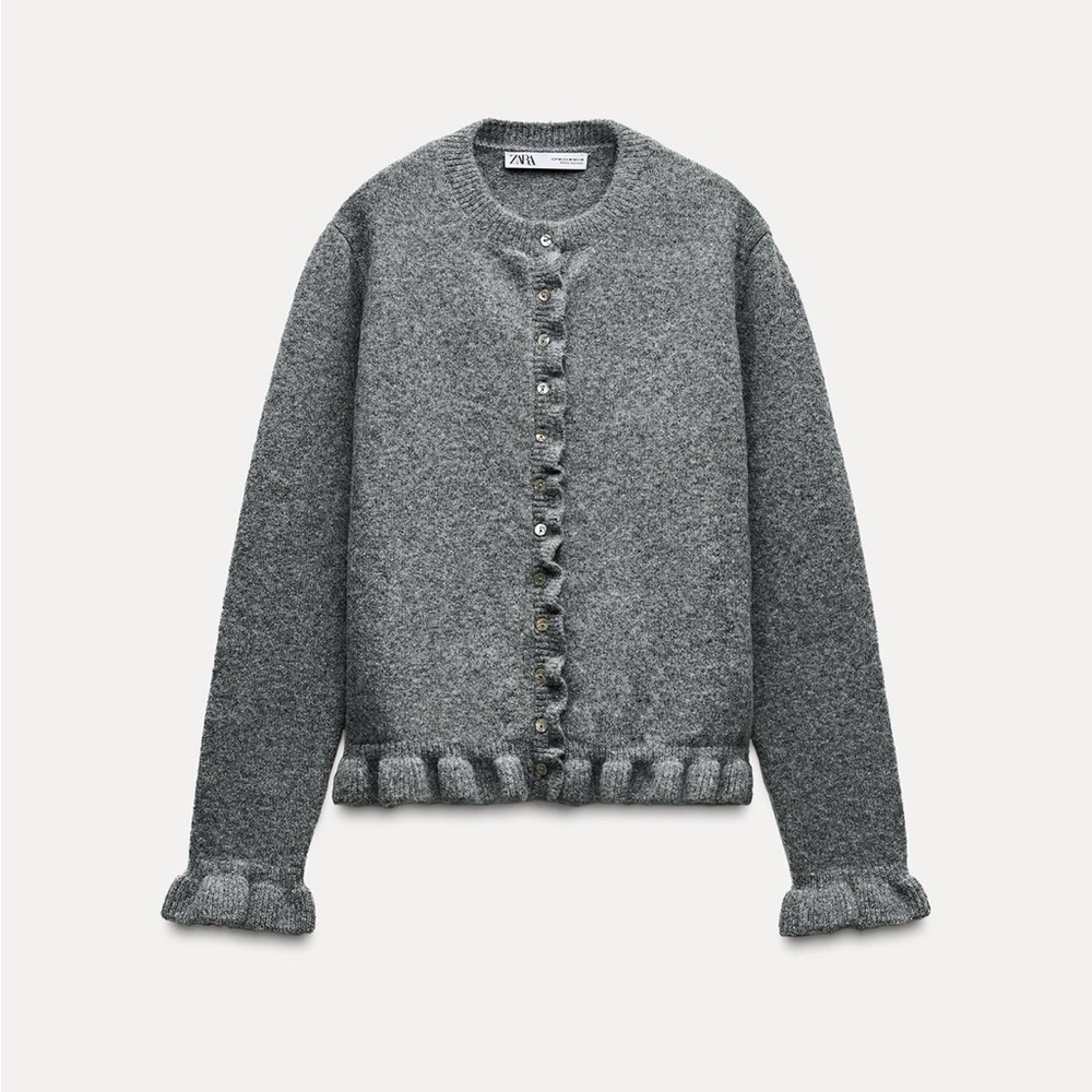 ZARA Ruffled Knit Cardigan